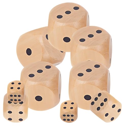 Diyxisk Holzwürfel, 10 Stücke Glatt SpielwüRfel, 30mm/16mm/14mm Verschiedene Größen Würfel, 6 Seitiger Natürlich Würfelspiel Holz, für Kartenspiele, Partyspiele, Kinderspiele, Zubehör von Diyxisk