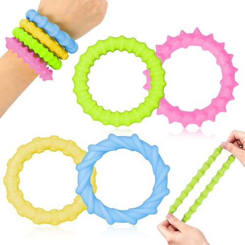 Diyxisk Kauarmband für Kinder, 4 Stücke Anti Stress Armband, Elastizität Sensorik Spielzeug, Anti Stress Spielzeug Kinder, Spielzeug für Autistische Kinder und Erwachsene mit Besonderen Bedürfnissen von Diyxisk