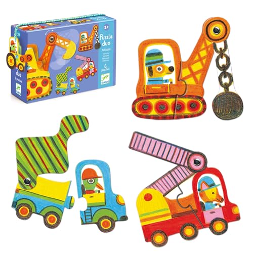 Djeco DJ08170 Lernspiel Puzzle duo - Bewegte Fahrzeuge von Djeco