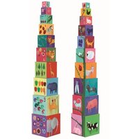 DJECO DJ08505 Stapelturm: 10 nature and animal blocks von Djeco