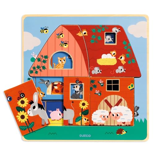 Djeco Schichtpuzzle: Chez Moo | 12 Teile | Babypuzzle DJ01482 von Djeco