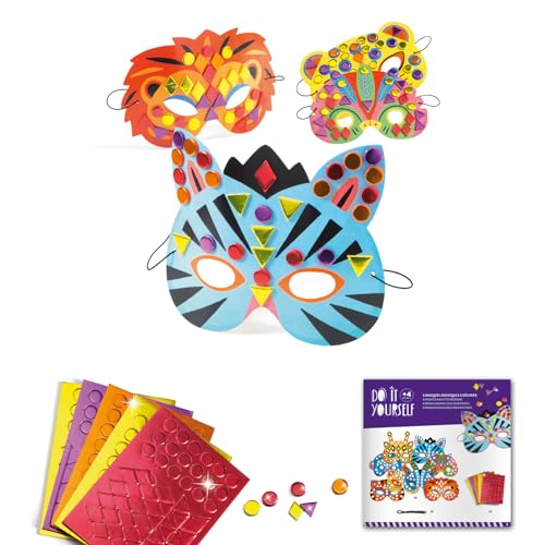 Djeco Do it yourself: Mosaik-Masken Dschungeltiere Gesichtsmasken bunt von Djeco