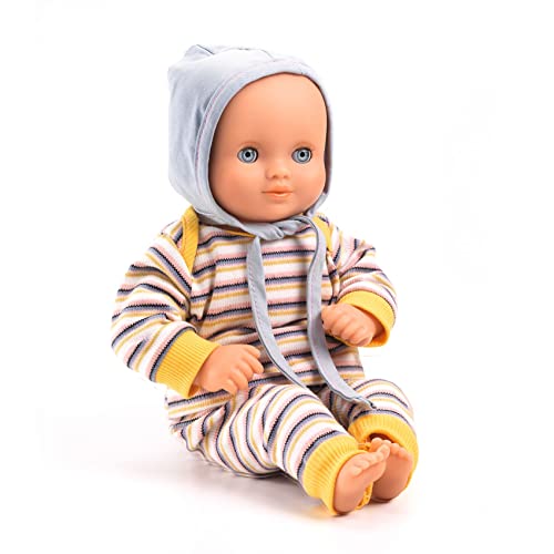 POMEA Puppe Canary Babypuppe Blaue Augen 32 cm groß Vinyl ab 18 Monaten Jungen Mädchen von Djeco