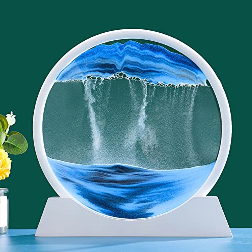 Sandbilder zum Drehen, 3D Sandbilder Dreidimensionale Dekomprimierte Sanduhr Entspannende Desktop Home Office Work Decor, 7 inche (Blau) von Djioyer