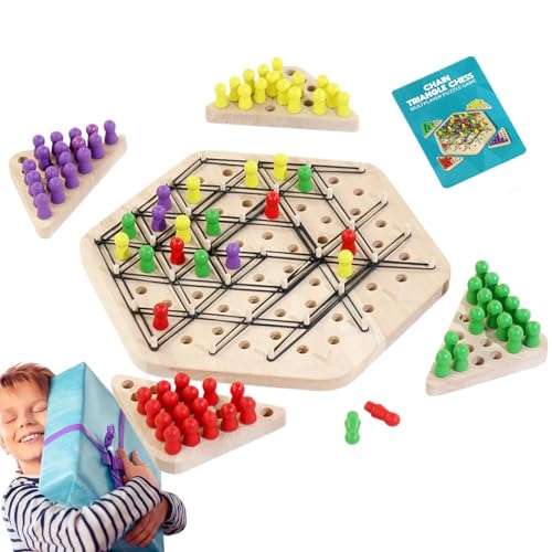 Chain Triangle Chess Game, Geometrisches Schachspiel, Triangle Chess Spiel, Kettendreieck 2 Bis 4 Spieler, Chain Chess Spiel Mit Gummibändern Dreieck, Knot Logic Spiel Für Kids Adults von Djowyh