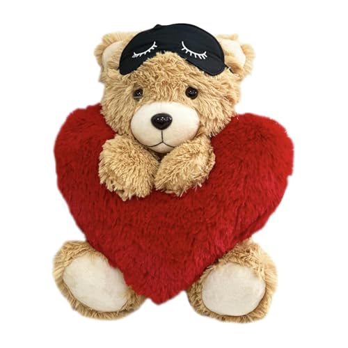 Djowyh Ausgestopfte Bärenpuppen,Bär Stofftier - Bärenplüsch mit roten Herzplüschpuppen - Plüschtier-Kissenspielzeug, weiche und Bequeme Plüschkissen für Freundin und Kinder, zum Valentinstag von Djowyh