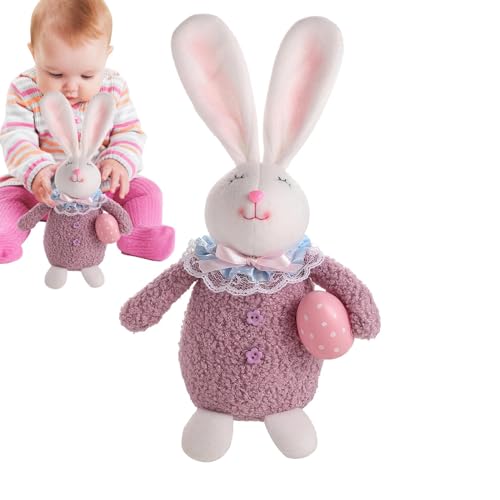 Djowyh Bunny Plüsch, Osterhase gefülltes Tier | Süße Osterweichkaninchenschafs Puppe Halten Sie Ei oder Karotte,Kuscheltes weiches Kissen für Wohnkultur, Ostern Themenpartys, Schlafzimmer Wohnzimmer von Djowyh