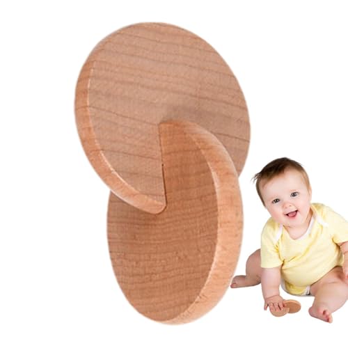 Djowyh Hand zu Hand Disc Baby - -Rassel aus massivem Holz für Babygriff | Lustiges Lernspielzeug für 0-3 Kleinkinder, verbessert die Hand-Auge-Koordination von Djowyh