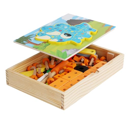 Djowyh -Werkzeugset für Kinder, Rollenspiel-Werkzeugkasten,Holzbank-Spielset | Vorschulspielzeug zum Zerlegen von Nüssen, pädagogisches STEM-Zeichenbrettspielzeug mit Blöcken und Puzzles für die von Djowyh