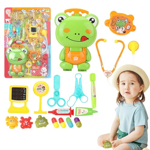 Djowyh -Arzt-Spielset, Kinder-Arzt-Set, Rollenspiel-Frosch-Zahnarzt-Set, Kinder-Arzt-Spielset mit Stethoskop, Rollenspiel-Arzt-Set für Kleinkinder von 3–8 Jahren von Djowyh