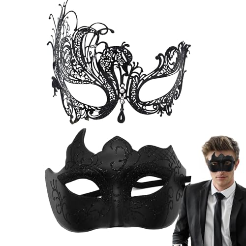 Djowyh Paar-Maskerade-Maske-Set,Maskerade-Maske-Paare-Set - Retro-Spitzen-Augenbinde | Maskenset für Sie und Ihn, Kostümzubehör für den Abschlussball, Karneval von Djowyh