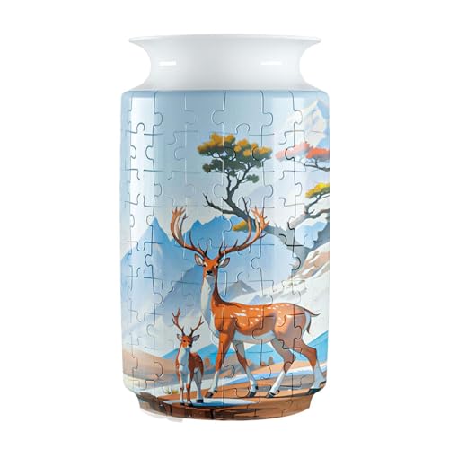 Djowyh Puzzle-Vase für Heimdekoration, 3D-Kunst-Puzzle-Vase - Puzzle-Vase aus gebogenen Puzzleteilen | Desktop-Puzzle, getrocknete Blumenvase, Dekoration für Kinder, Freunde, Familie von Djowyh