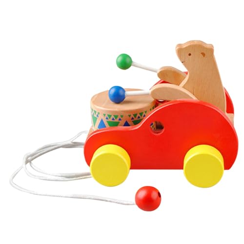 Djowyh Schiebe- und Go-Autospielzeug, Bärenspielzeugauto für Kinder | Trommel-Design, Bärenform, handgefertigtes Spielzeugauto - Schiebe- und Ziehspielzeug, Rennwagen, sicher, abgerundete Kanten, für von Djowyh