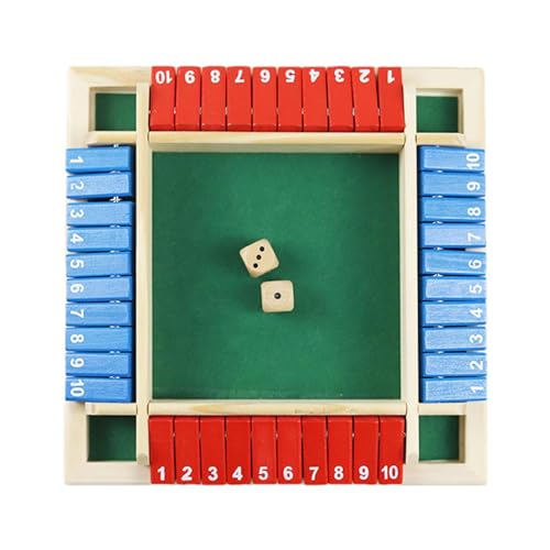 Djowyh Schließ die Box Würfelspiel | Shut The Box Holz Brettspiel | 2–4 Spieler, Verbessert Mathematik- Und Entscheidungsfähigkeiten Für Partys Und Zusammenkünfte von Djowyh