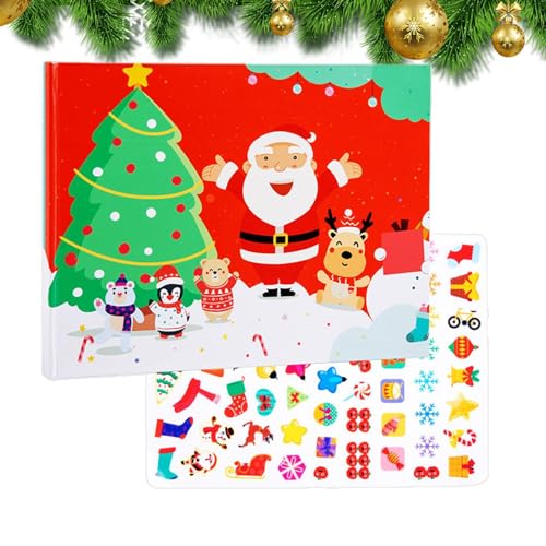 Djowyh Weihnachtsgelee-Stickerbuch,Wiederverwendbares Weihnachtsstickerbuch - Jelly Sticker Weihnachtsbuch,Spielzeug für Kleinkinder, Kunsthandwerk, Lernspielzeug, Weihnachtsaktivitäten, Strumpffüller von Djowyh