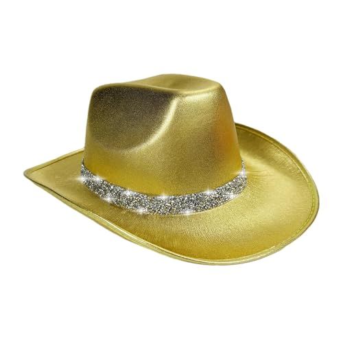 Djowyh Western Cowboyhut, Cosplay Cowboy Hut | Disco Bling Kostüm Cosplay -Outfit | Western -Frauen -Männer Kostümhut für Leistung, Bühne, Rollenspiel, Halloween von Djowyh