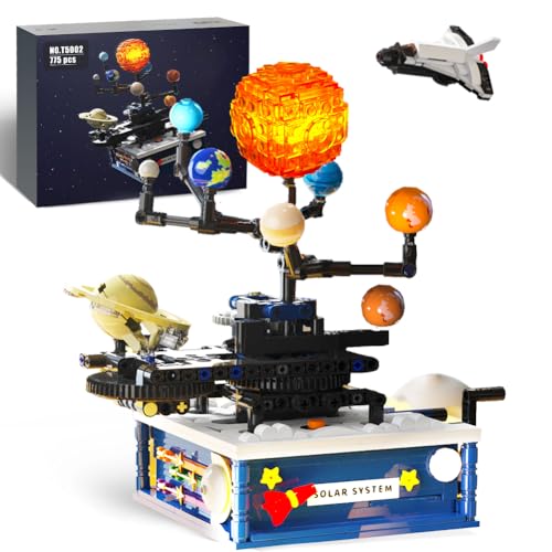 Technic Sonnensystem Modell Klemmbausteine,775pcs Rotierendes Sonnensystem Spielzeug FüR Jungen Ab 6 Jahren,Weltraum Planeten Mit Licht, Weihnachten,Geburtstagen Und Halloween. von Dlishka