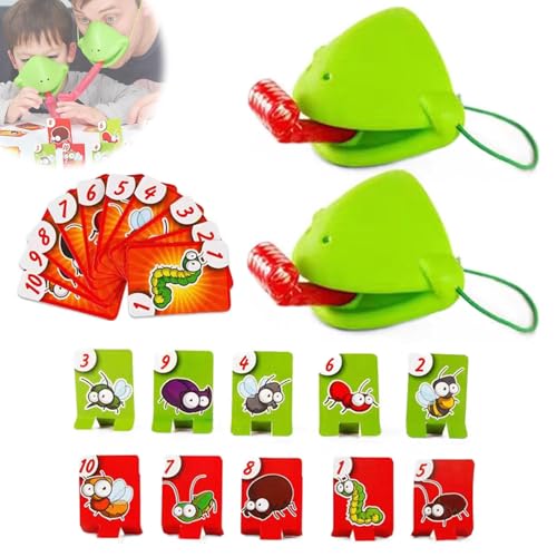 2/4/6 Stück Tongue Spiel Frosch Maske, Frog Tongue Game, Frosch Maske Spiel mit Tongue, Insektenkarton inklusive, Spiel Interaktives Desktop Familie Kartenspiel Erwachsene Kind Mehrspielerspiel (2pcs) von Dljingan