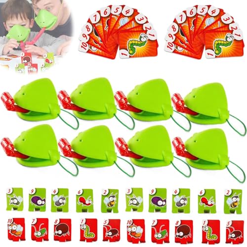 2/4/6 Stück Tongue Spiel Frosch Maske, Frog Tongue Game, Frosch Maske Spiel mit Tongue, Insektenkarton inklusive, Spiel Interaktives Desktop Familie Kartenspiel Erwachsene Kind Mehrspielerspiel (6pcs) von Dljingan