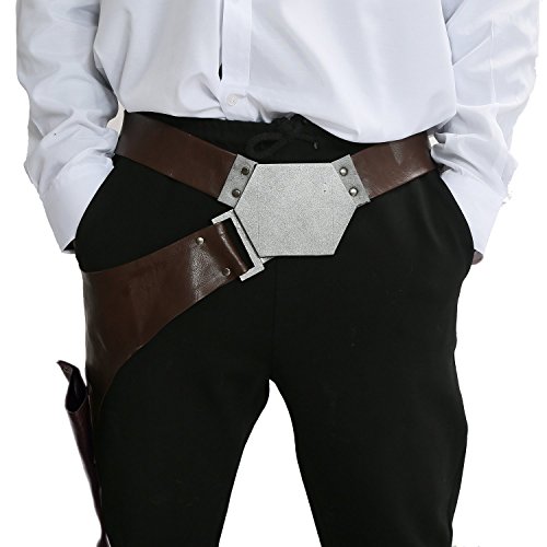 Halloween Gürtel Cosplay Kostüm Herren Braun Leder Bund mit Pistolenhalfter Fancy Dress Kleidung Zubehör von COXZD