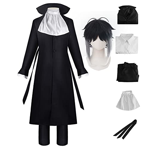 Anime Bungo Stray Dogs Cosplay Kostüm Akutagawa Ryunosuke Anime Figur Cosplay Kostüm Sammlung Uniformen Einheitliche Requisiten Full Set Perücken Halloween Karneval Party Bühnenauftritt Kostüm von Dmspace