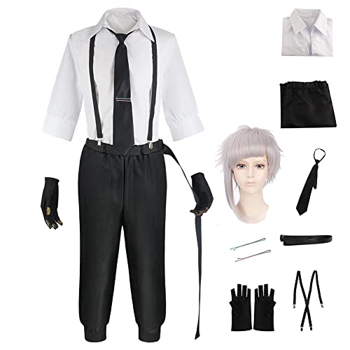 Anime Bungo Stray Dogs Cosplay Kostüm Nakajima Atsushi Anime Figur Cosplay Kostüm Sammlung Uniformen Einheitliche Requisiten Full Set Perücken Halloween Karneval Party Bühnenauftritt Kostüm von Dmspace