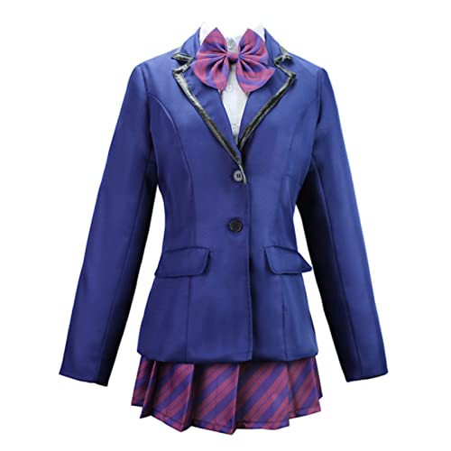 Dmspace Anime Komi Can't Communicate Charaktere Komi Shouko Cosplay Kostüm Frauen mit Lila Rock Anzug Uniform Halloween Mantel Kostüm von Dmspace