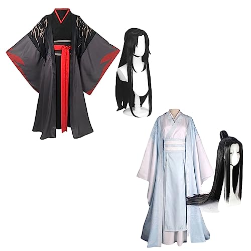 Dmspace Mo Dao Zu Shi Cosplay Kostüm Wei Wu Xian/Lan Wang Ji Anime Kostüm Herren Halloween Kostüm mit Wig Karneval Party Cosplay Anime Outfit Geschenk für Anime Fans von Dmspace