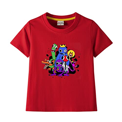 Dmspace Rainbow Friends Kinder T-Shirt Sommer Rundhals Lose Kurzarm T-Shirt 3D Anime Gedruck Casual Tops Jungen und Mädchen Sportswear Teenager Sweatshirt von Dmspace