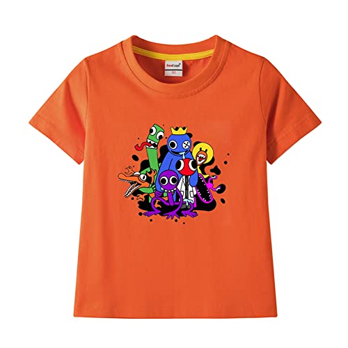 Dmspace Rainbow Friends Kinder T-Shirt Sommer Rundhals Lose Kurzarm T-Shirt 3D Anime Gedruck Casual Tops Jungen und Mädchen Sportswear Teenager Sweatshirt von Dmspace