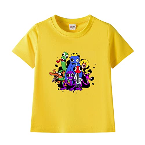 Dmspace Rainbow Friends Kinder T-Shirt Sommer Rundhals Lose Kurzarm T-Shirt 3D Anime Gedruck Casual Tops Jungen und Mädchen Sportswear Teenager Sweatshirt von Dmspace