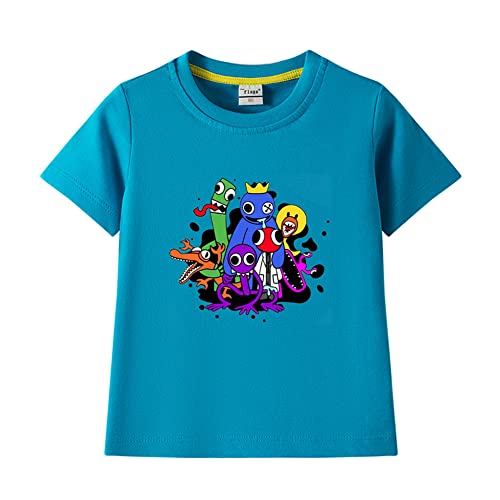 Dmspace Rainbow Friends Kinder T-Shirt Sommer Rundhals Lose Kurzarm T-Shirt 3D Anime Gedruck Casual Tops Jungen und Mädchen Sportswear Teenager Sweatshirt von Dmspace