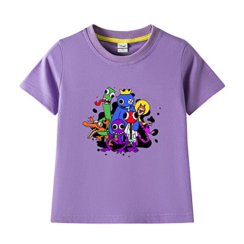 Dmspace Rainbow Friends Kinder T-Shirt Sommer Rundhals Lose Kurzarm T-Shirt 3D Anime Gedruck Casual Tops Jungen und Mädchen Sportswear Teenager Sweatshirt von Dmspace