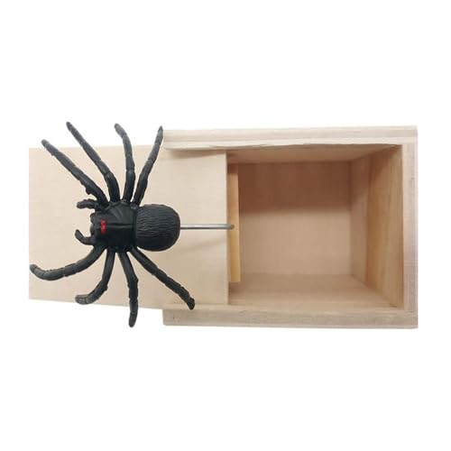 Dmuzsoih 1 Stück Spinnen Streich Box, Spider Prank Scare Box, Spinne Streich Box, Spinnen Prank Box, Streich Spinne Scare Box, Holz Prank Spider Scare Box, Kuscheltier Spinne Box, Spider Prank Box von Dmuzsoih