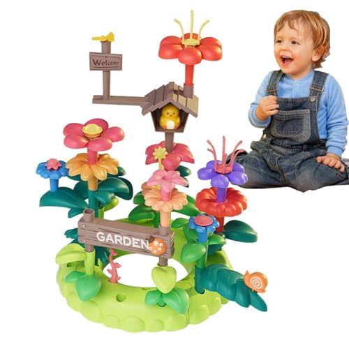 Dmuzsoih Blumen-Bauspielzeug-Set, Blumengarten-Bauspielzeug | Vorschulkindergartenspielzeug | Lernspielzeug für Kinder, Stapelspiel für Kleinkinder, Spielset zum Sortieren und Stapeln von Spielzeug von Dmuzsoih