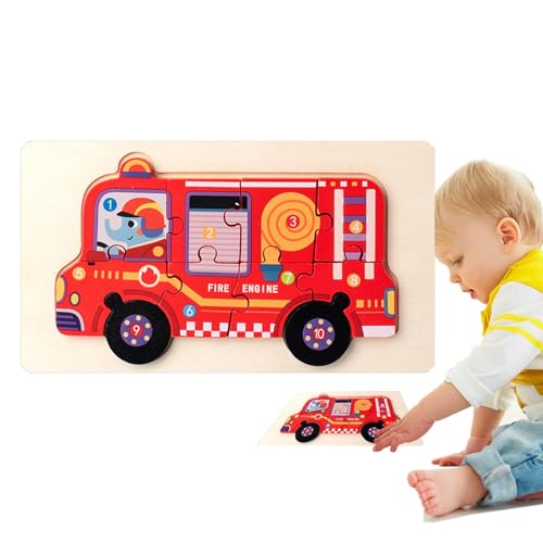 Dmuzsoih Feuerwehrlastwagen Rätsel, Fahrzeugrätsel für Kinder, Cartoon Kinderfahrzeug -Rätsel, Tragbare Lernhilfe, frühe Bildungsbedarf für Kindergarten, Zuhause, Kindergarten von Dmuzsoih