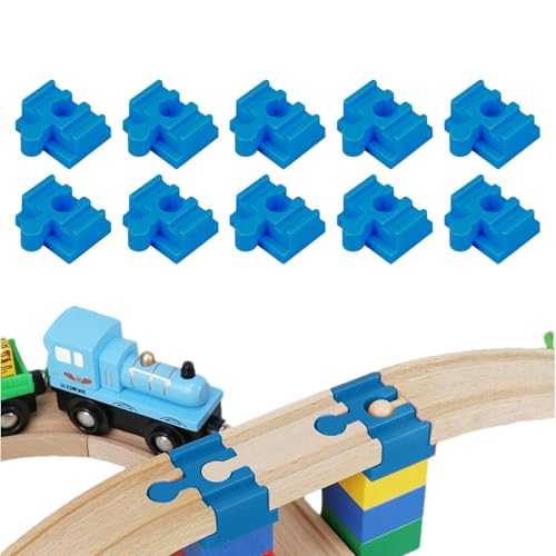 Dmuzsoih Holz-Eisenbahn-Gleisverbinder,Holz-Eisenbahn-Gleisverbinder - Eisenbahnschienenzubehör aus Holz - Set mit 10 Eisenbahnschienen-Zubehörteilen aus Holz für Kinder ab 3 Jahren, von Dmuzsoih