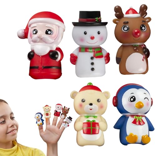 Dmuzsoih Kinder-Fingerpuppe, Fingerpuppen-Spielzeug - 5X Weihnachtsgeschichten-Lernpuppe,Cartoon-Storytelling-Fingerpuppe, Weihnachtsmann- -Charakter-Fingerpuppe für Kinder, und Mädchen von Dmuzsoih