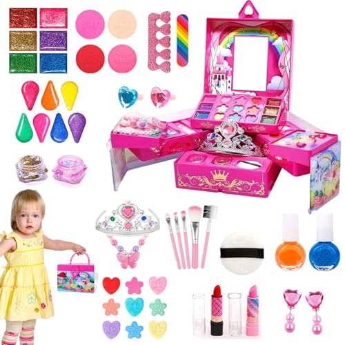 Dmuzsoih Kinder-Make-up-Set, Spielzeug für Mädchen, waschbares Make-up für kleine Mädchen | Stellen Sie Sich vor, waschbares, kosmetisches Spielzeug für Kleinkinder und Mädchen | Anziehset, für von Dmuzsoih