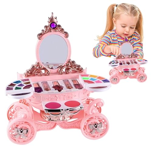 Dmuzsoih Kinderspiel -Make -up -Spielzeug, Kinder waschbares Make -up -Spielzeug,Kinder Mädchen Spielen Make -up -Spielzeug mit LED - Kreative Kleinkind Schönheit Vanity Set für Teenager, Tochter, von Dmuzsoih