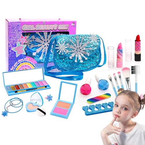 Dmuzsoih Play Makeup, -Make-up-Set - Waschbares Prinzessinnen-Anziehspiel - Make-up-Spielzeug für Mädchen mit Kosmetiktasche, echte Make-up-Sets für Kleinkinder, Weihnachts- und von Dmuzsoih