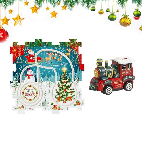 Dmuzsoih Puzzle-Autobahn-Spielset, Puzzle-Racer-Autobahn-Set für Kinder | Weihnachtspuzzle-Gleise mit Zug - Puzzle-Eisenbahnwagen-Spielzeug, pädagogisches Puzzle-Spielzeug für Kinder im Alter von 3 von Dmuzsoih