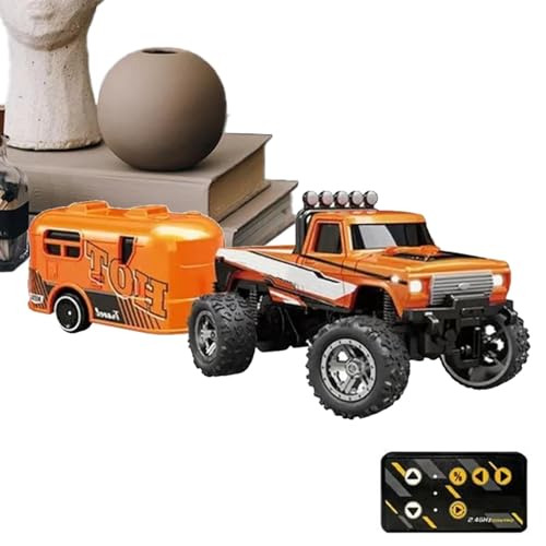 Dmuzsoih RC-Truck-Crawler-Spielzeug, ferngesteuertes LKW-Spielzeug | Kleines LKW-RC-Fahrzeug | Wiederaufladbarer Indoor-Autorennfahrer, 2,4-GHz-Elektroauto-Spielzeug mit Lichtern, Maßstab 1:64 für und von Dmuzsoih