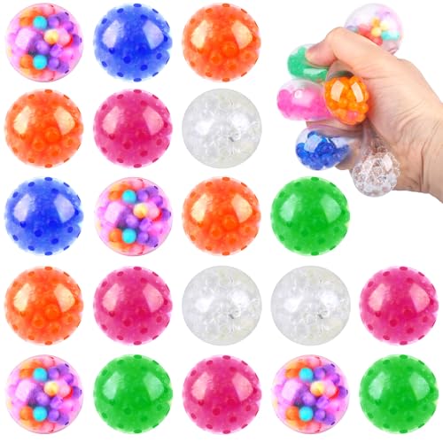 Dncvb 20 Stück Anti Stress Bälle, Stressball Erwachsene, Squishy Balls mit Wasser Perle Squeeze Ball zum entspannen für Angst Abbauen und Beruhigung, Sensorische ADHD Spielzeug Geschenk von Dncvb