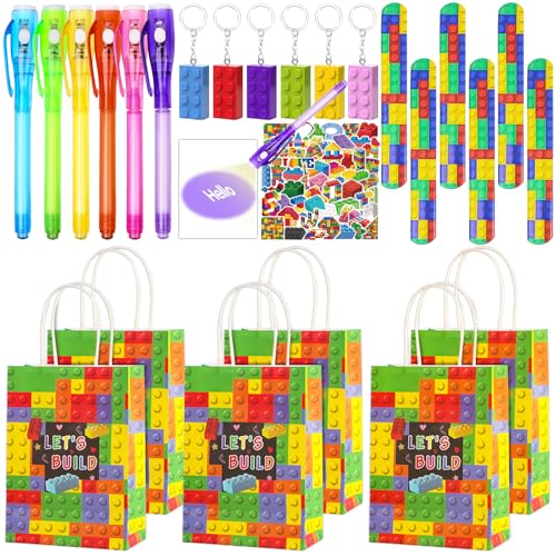 Dncvb 74 Pcs Bausteine Geburtstag Mitgebsel, Bausteine Party Mitgebsel mit Geheimstift bausteine Schlüsselanhänger Schnapparmband Geschenktüte Aufkleber Geschenk für Kindergeburtstag, Schulanfang Dncvb 74 Pcs Bausteine Geburtstag Mitgebsel, Bausteine Party Mitgebsel mit Geheimstift bausteine Schlüsselanhänger Schnapparmband Geschenktüte Aufkleber Geschenk für Kindergeburtstag, Schulanfang von Dncvb