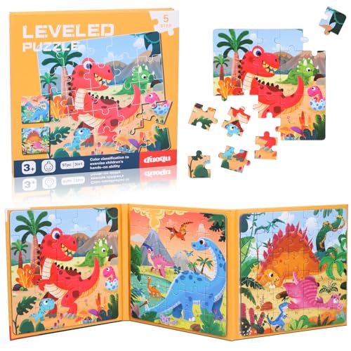 Dncvb Magnetische Puzzle für Kinder 25-30-42 Teile Dinosaurier Kinderpuzzle, Kinder Magnetische Puzzle Lernmagnet-Geschenk für den Roadtrip von Dncvb