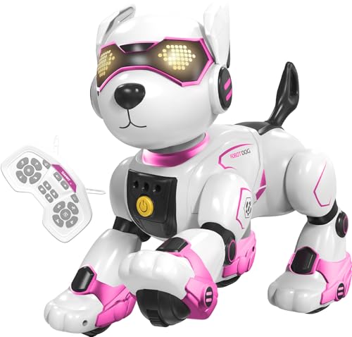 Dnenellr Roboter Hund Kinder, Ferngesteuerter Roboter Hund Programmierbar, Sprachgesteuerter Interaktiver Intelligenter Roboterhund, Singen, Tanzen, Hund Roboter als Geschenk für Kinder von Dnenellr