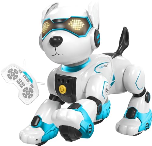 Dnenellr Roboter Hund Kinder, Ferngesteuerter Roboter Hund Programmierbar, Sprachgesteuerter Interaktiver Intelligenter Roboterhund, Singen, Tanzen, Hund Roboter als Geschenk für Kinder von Dnenellr