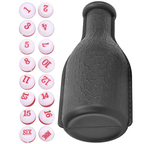 Billardwürfel, 16 Stück Gummi-Billardspiel-Werkzeug, Nummerierte Würfel, Unterhaltungswürfel, Billard-Shaker-Flasche mit Shaker-Flasche für Familienbars, Clubs (Black) von Doact