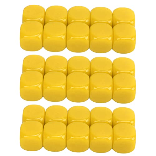 DIY-Würfel, 16 Mm Würfel aus Kunststoff, Langlebig, Wiederverwendbar für Brettspiele (Yellow) von Doact